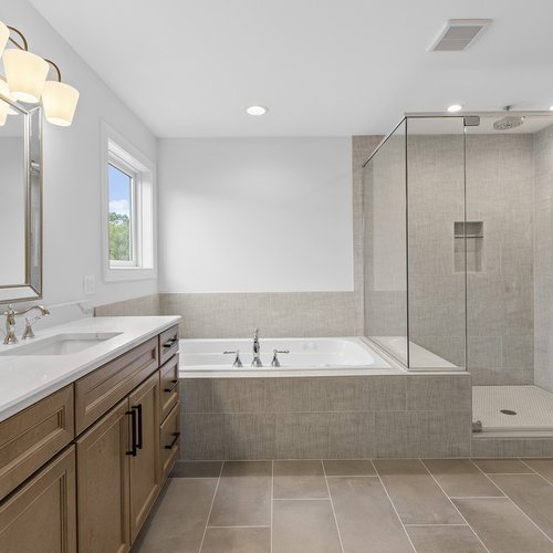 Bright and Modern Bathroom Flooring in Crown Point, IN